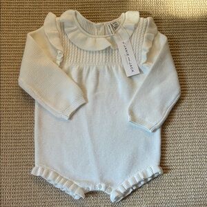 Janie and Jack Cream Knit Baby Romper